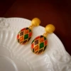 Серебряный штифт, винтажные серьги с капельной эмалью