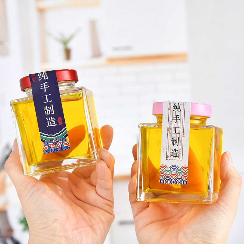 蜂蜜玻璃瓶500g密封罐酱菜罐头瓶辣椒酱瓶果酱瓶带盖食品级储物罐