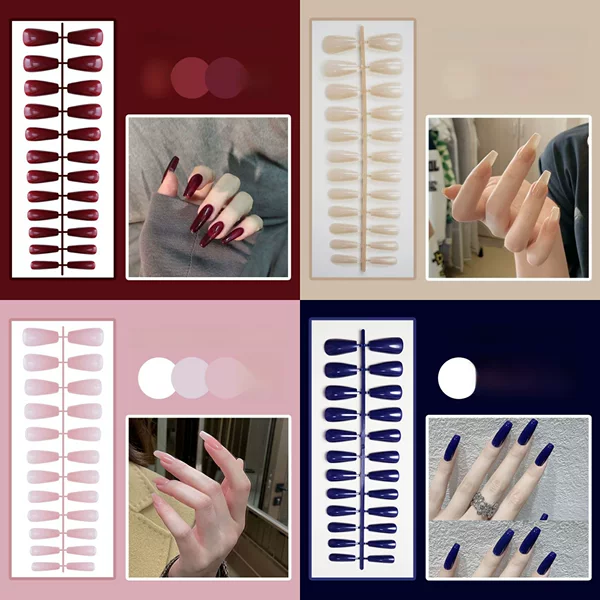 [Pack] Short T Glossy Nail Patch Fake Nail Finished 24 Pieces Nail Tools Nail Pieces Wholesale
