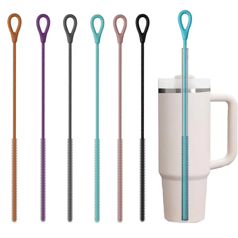 跨境硅胶吸管刷 奶瓶刷加长防滑手柄细毛刷	 stanley吸管试管毛刷