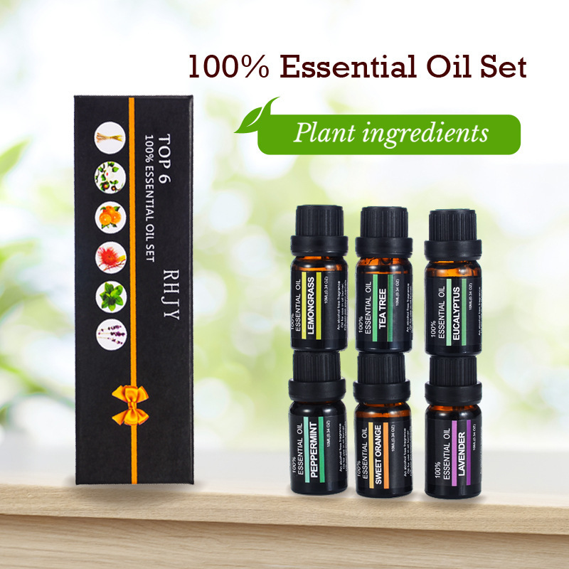 Cross-border exclusive supply of high-quality unilateral essential oil lavender tea tree 6-bottle aromatherapy set 100% pure plant essential oil Cross-border exclusive supply of high-quality unilateral essential oil lavender tea tree 6-bottle aromatherapy set 100% pure plant essential oil