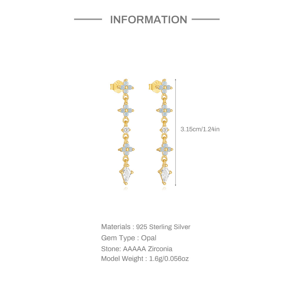 1 Pair 925 Sterling Silver Zircon Geometric Drop Earrings display picture 2