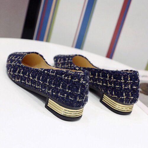 Women's Single Shoes 2024 Summer Autumn New Chanel Style Low-Top Color Block Plus Size Women's Canvas Slip-On Beanpole Shoes