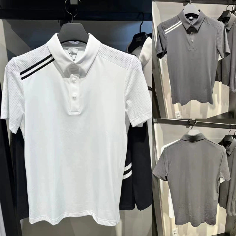 Летняя Новая мужская быстросохнущая футболка с короткими рукавами для гольфа, сетчатая дышащая удобная модная одежда для спортивного мяча