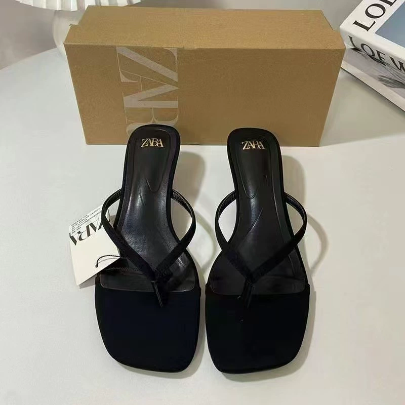 Новые летние французские босоножки на высоком каблуке с квадратным носком, открытой пяткой и открытой спинкой, модные и стильные.