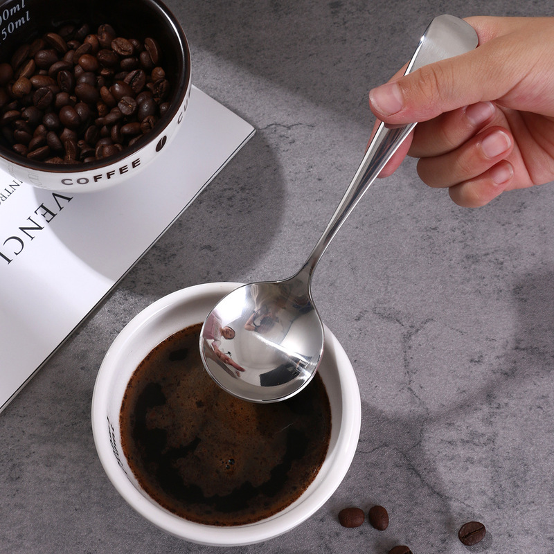Stainless steel coffee cup spoon 304 round head dessert spoon barista evaluation spoon thickened Spoon hot spoon net red style Stainless steel coffee cup spoon 304 round head dessert spoon barista evaluation spoon thickened Spoon hot spoon net red style