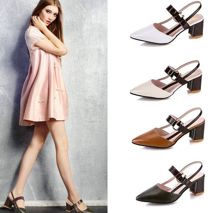 Женские сандалии 2022, летние новые туфли на толстом каблуке с острым носком, женские повседневные Модные женские сандалии, женская обувь больших размеров