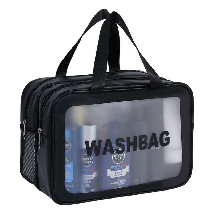 Сухая и влажная отдельная двухслойная прозрачная косметичка из полиуретана Мужская портативная косметичка для хранения косметики Дорожная сумка Сумка для стирки