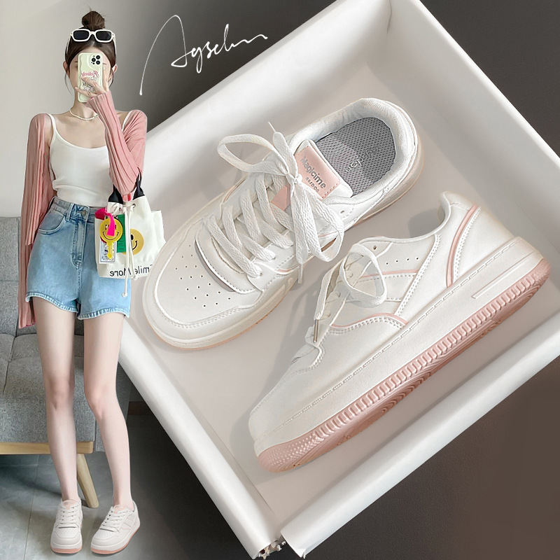Augushiden White Shoes Women's 2024 Summer New Foot Shoes for Primary School Students Affordable Casual Shoes Platform Sneakers