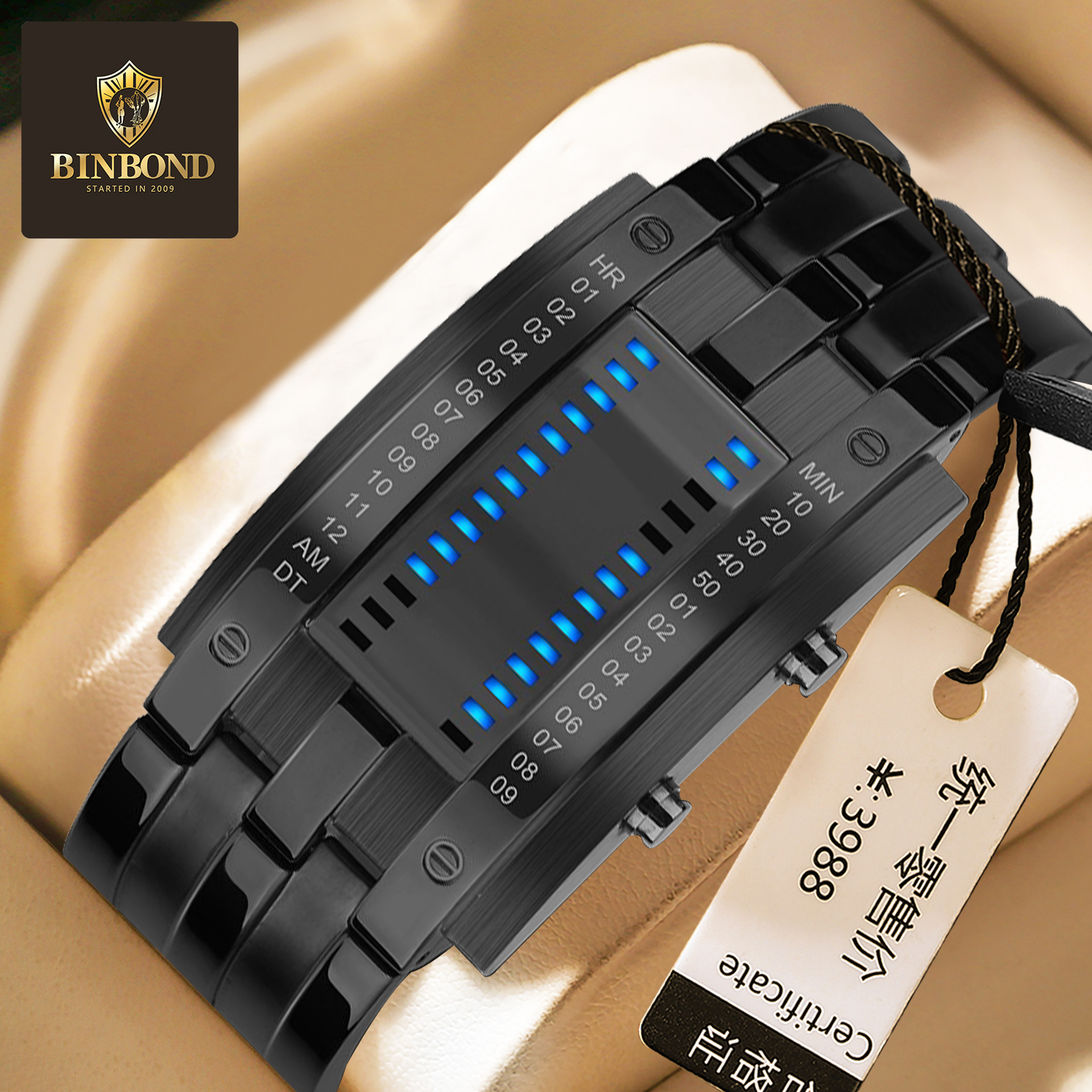 韩版潮流LED钢铁侠双线二进制时尚学生情侣个性电子手表跨境外贸