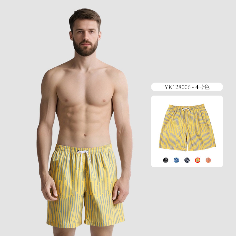 Verano nuevo estilo surf natación pantalones de cinco puntos diseño a rayas pantalones de playa de ocio deportivo para hombres sueltos de talla europea