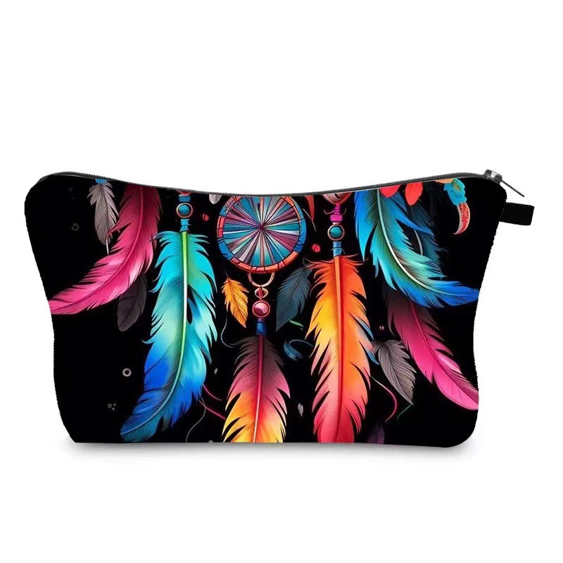 Transfronterizo Amazon nuevo maquillaje pintado bolsa de impresión de lino impermeable doble cara bolsa de almacenamiento