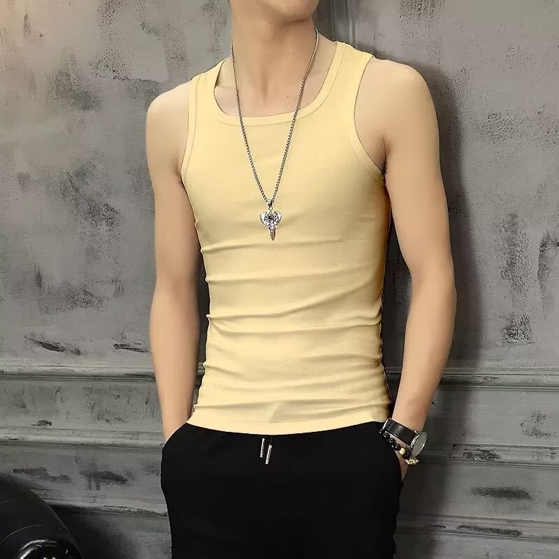 Summer thin elastic base body-friendly breathable sports white vest…
