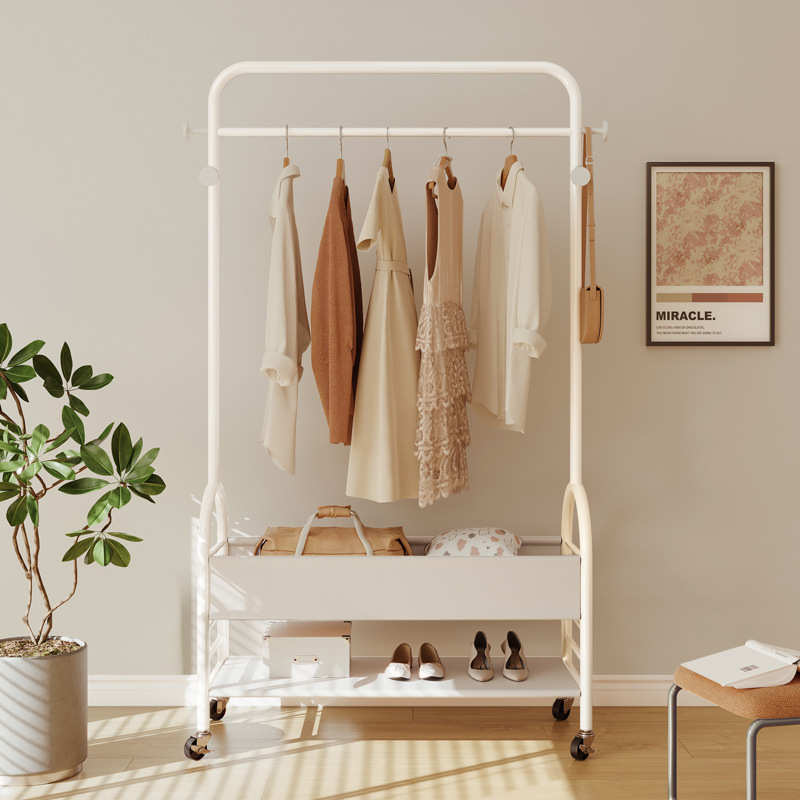 Perchero piso perchero multifunción móvil estante de almacenamiento de estilo antiguo dormitorio perchero de secado doméstico