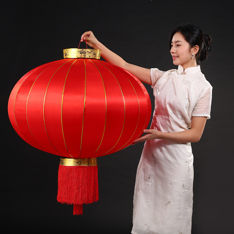 绸布植绒纯色大红空白灯笼加广告定批发制作大灯笼布置街道灯笼