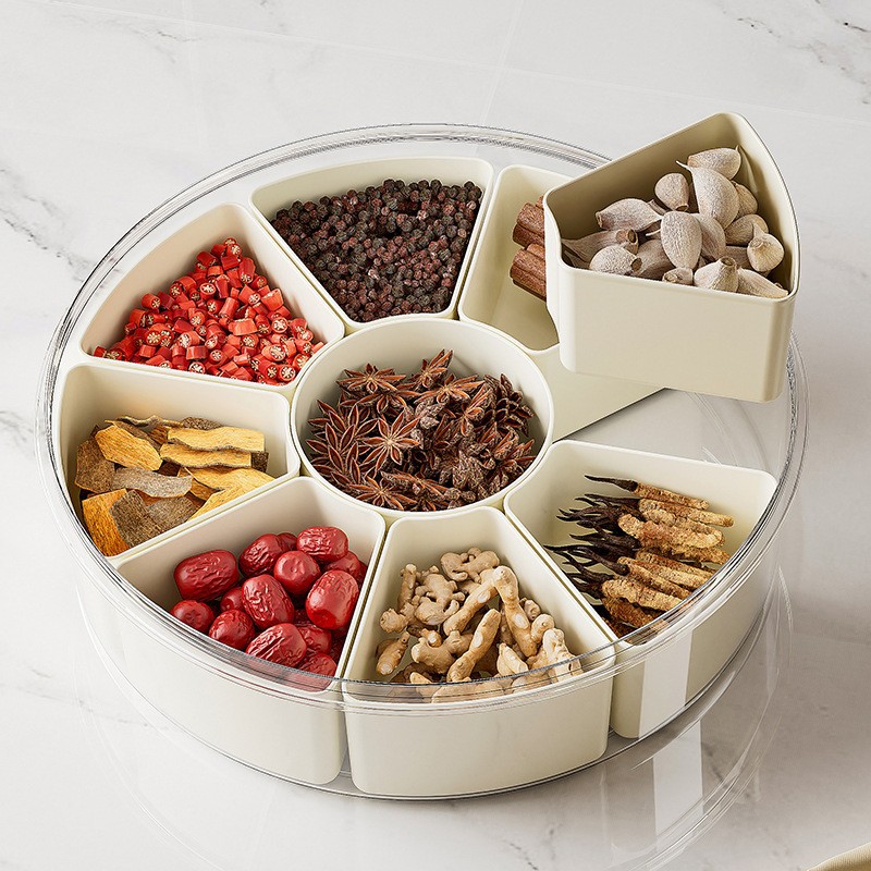 Caja de frutas portátil al aire libre, almacenamiento de especias de cocina, latas de sellado de condimentos, bocadillos de salón, bandeja de frutas secas
