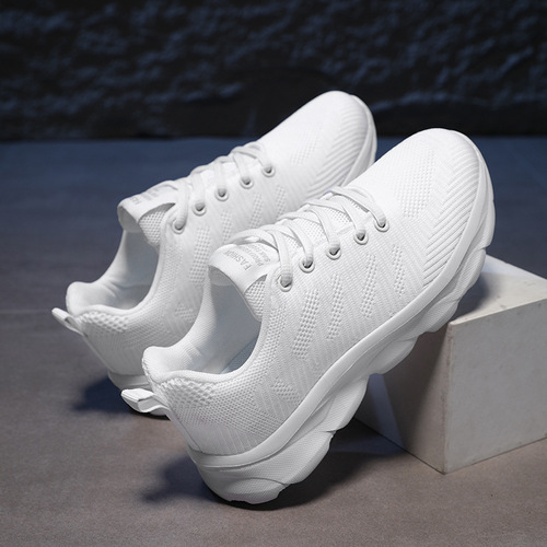 Leisure white women's shoes 2025 spring breathable mesh running shoes lightweight soft sole comfortable sports shoes
