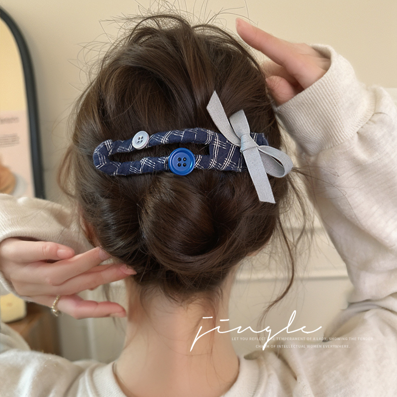 コントラストカラーのリボンダックビルクリップ女性用 2025 新しいハイエンドワンラインクリップ後頭部ヘアスタイル甘くて多用途な帽子|undefined