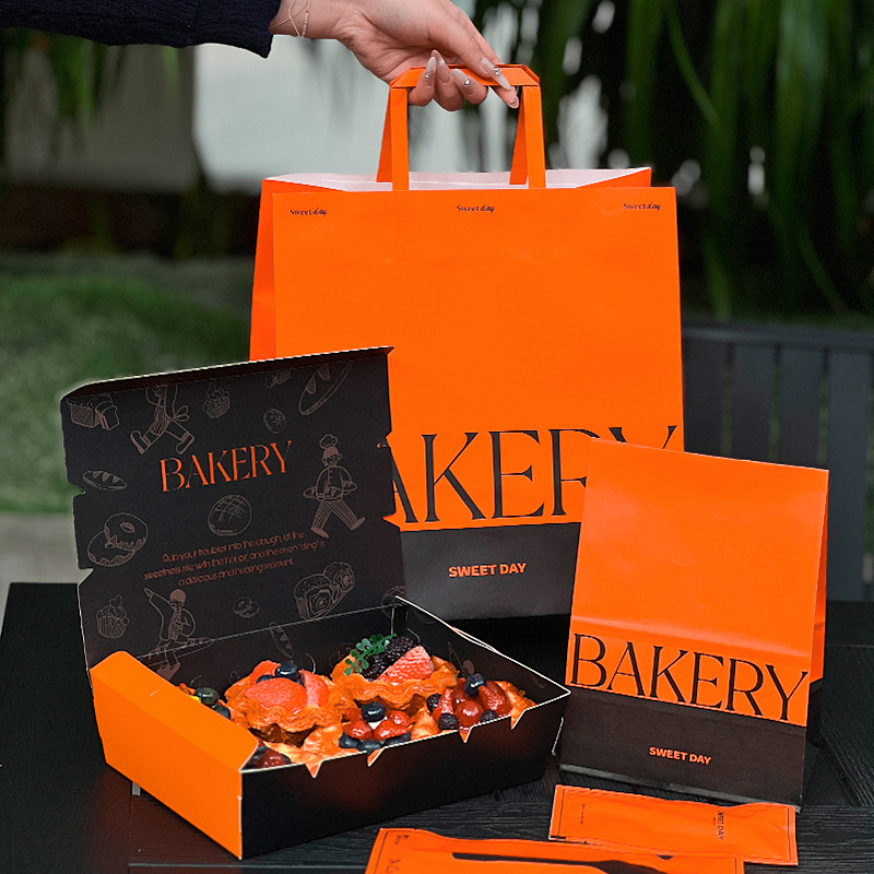 烘焙包装袋牛皮纸袋手提袋面包袋蛋糕甜品打包盒外卖商用印logo