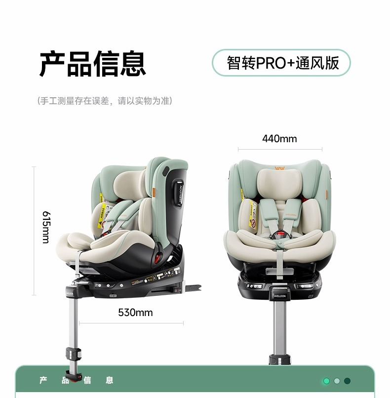 Welldon Huilun Smart Turn 2Pro+ Safety Seat for Babies Aged 0-7 Years, New National Standard Car Seat for Infants