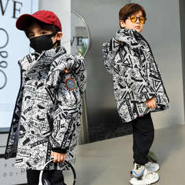 儿童羽绒服男中大童2025新款冬装洋气白鸭绒加厚迷彩外青少年黑色