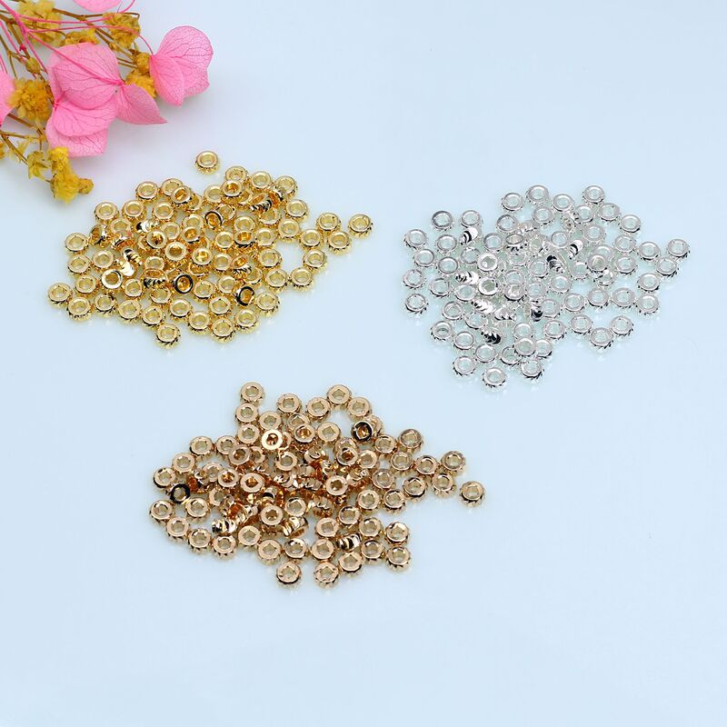 14K Gold-Filled Accessories Cut Flower Tire Beads DIY Handmade Jewelry Crescent Gear Beads Spacer Beads Color-Preserving Spacer Small Gold Beads