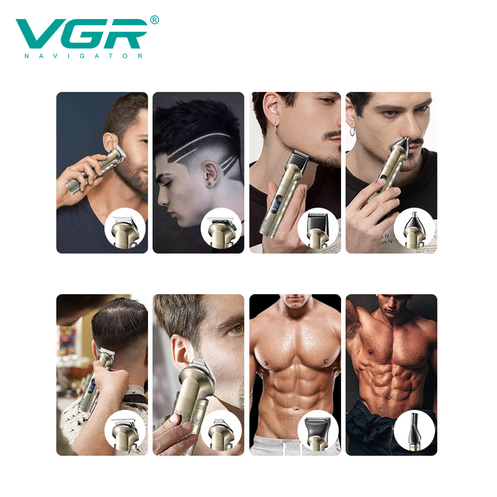 VGR110 8-in-1 Herren-Haarschneidemaschinen-Set für den Heimgebrauch: Konturtrimmer, Nasen- und Kotelettentrimmer_voghion.com