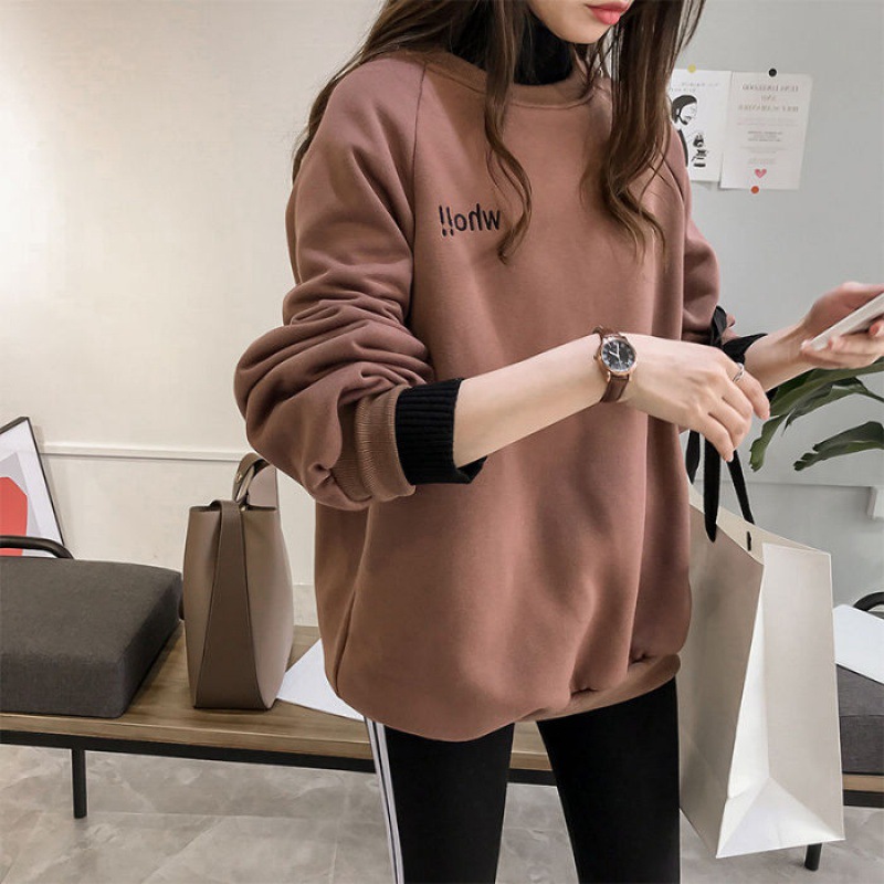 Women's turtleneck fake two-piece sweater 2023 autumn and winter Korean style trendy lazy style fleece jacket top
