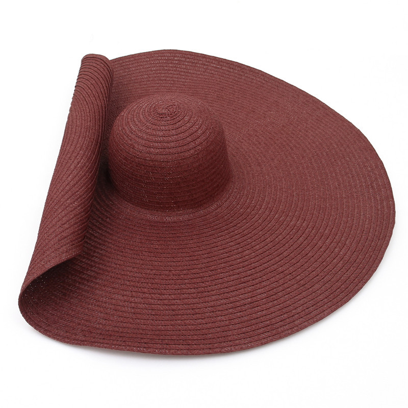 Damen Strohhut Mit Breiter Krempe Für Strand Und Sommerurlaub_voghion.com
