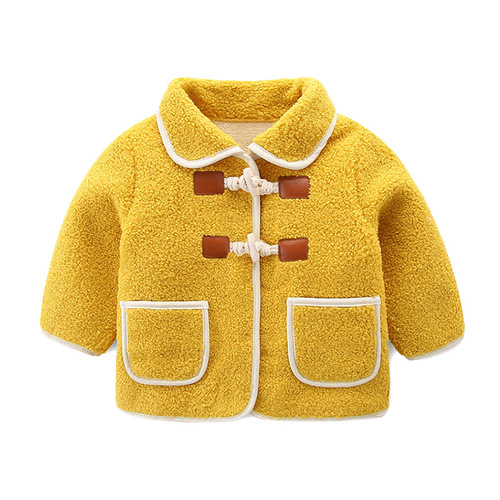 Idea Baby Girl Autumn/Winter  New Fleece Lined Thickened Lambskin Wool Coat Children's Top 9262
