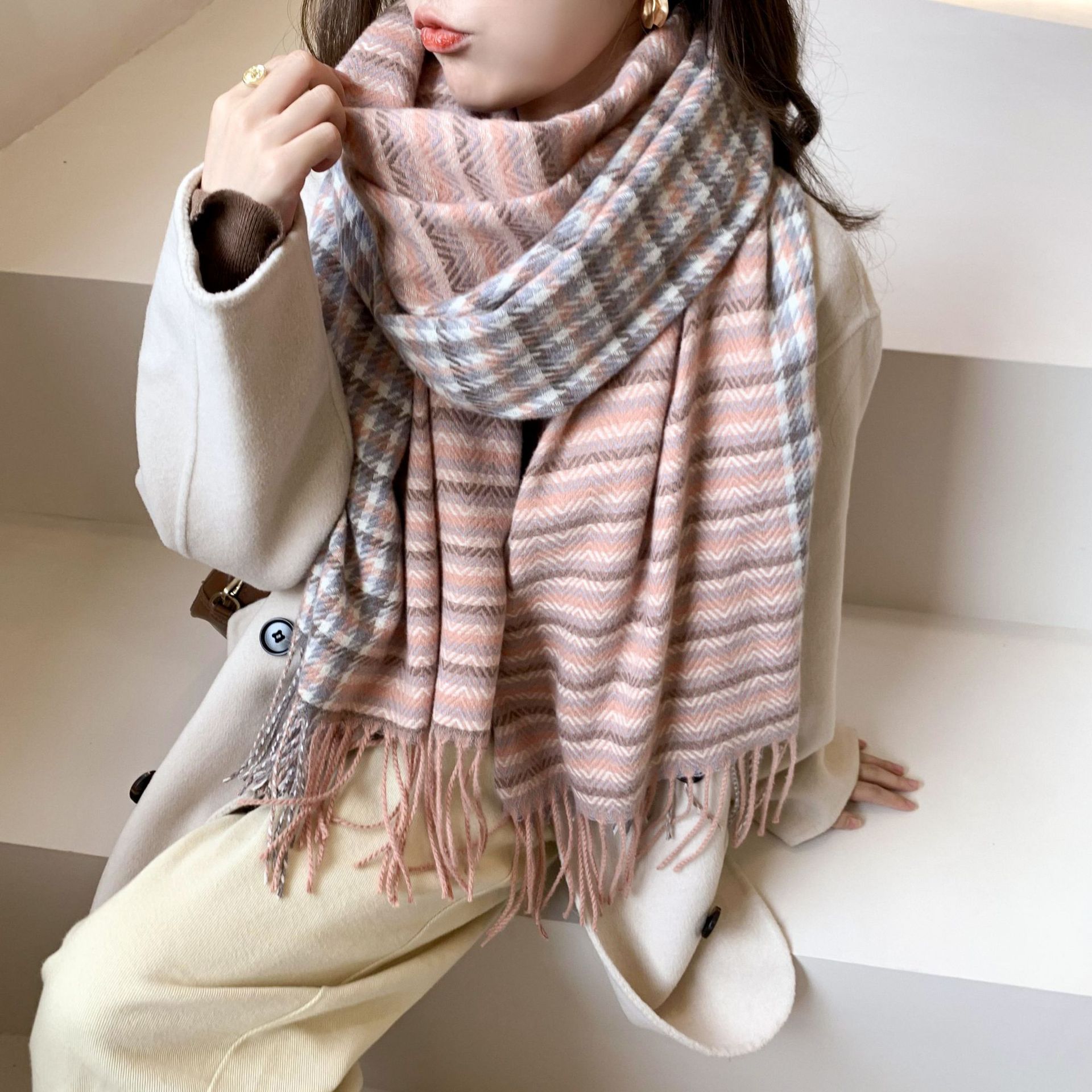 1#千鳥格子雪芽粉をつなぎ合わせる