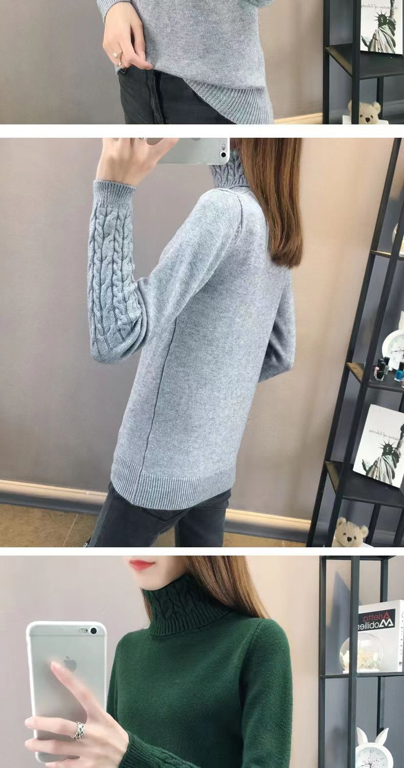 Women's Wool High Neck Fashion Sweater - White Color - Full Body View HS:6110301500 Age:Adult Gender:Female Origin:CN
