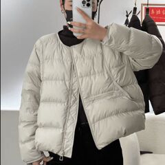 圆领轻薄白鸭绒羽绒服冬季简约2025时尚新款宽松保暖外套女