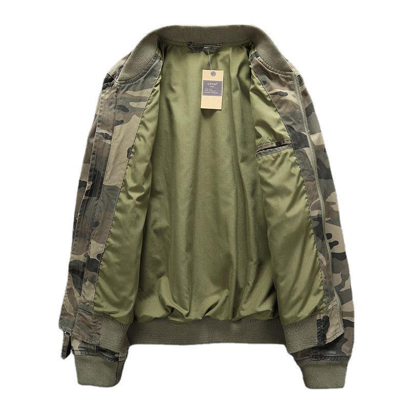 Otoño e invierno nuevo americano casual todo partido suelta moda guapo soporte collar camuflaje chaqueta retro hombres ropa de trabajo chaqueta