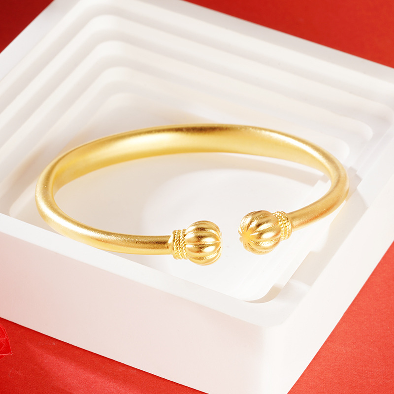 Vietnam oro calabaza cuentas pulsera abierta antiguo patrimonio pulsera ajustable linterna cobre chapado en oro suministro directo de fábrica