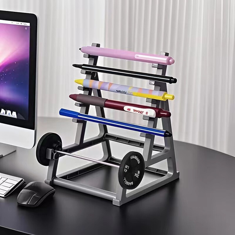 スクワットラックペンホルダーミニバーベルクリエイティブオフィス装飾品ペンホルダー文具収納ボックス|undefined