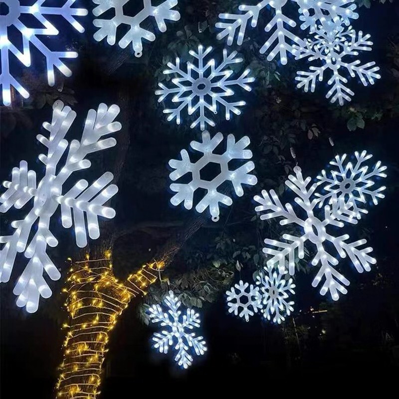 Led Luminous Snowflake Lights for Christmas and New Year Holiday Decorations, Ambiance Lighting for New Year Streets, Engineering Lighting Decoration, Decorative Lights