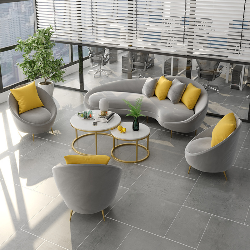 Scandinavian Sales Department Negotiation Arc Double Small Sofa Office Clothing Store Rest Area Sofa Coffee Table Combination
