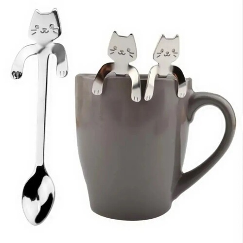 Manufacturer wholesale 304 stainless steel coffee spoon cat hanging spoon cafe commercial home use hanging cup cat spoon