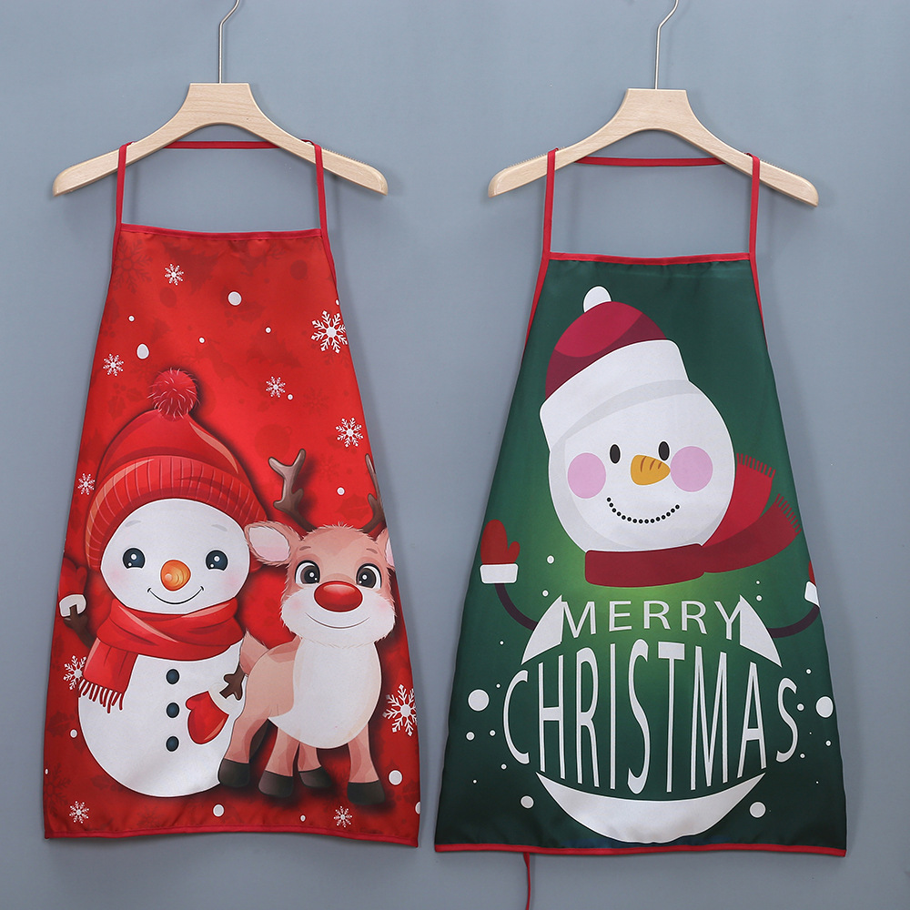 Christmas Santa Claus Snowman Polyester Indoor Aprons Costume Props display picture 1