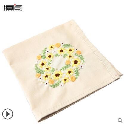 Bordado DIY hecho a mano auto-bordado pañuelo material paquete pequeña toalla cuadrada pañuelo de algodón regalo creativo para bordado de tela de novio