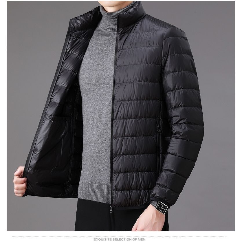 Invierno ligero abajo Chaqueta de algodón acolchado de los hombres más el tamaño corto ocasional del collar del soporte chaqueta caliente papá de los hombres Chaqueta de algodón acolchado