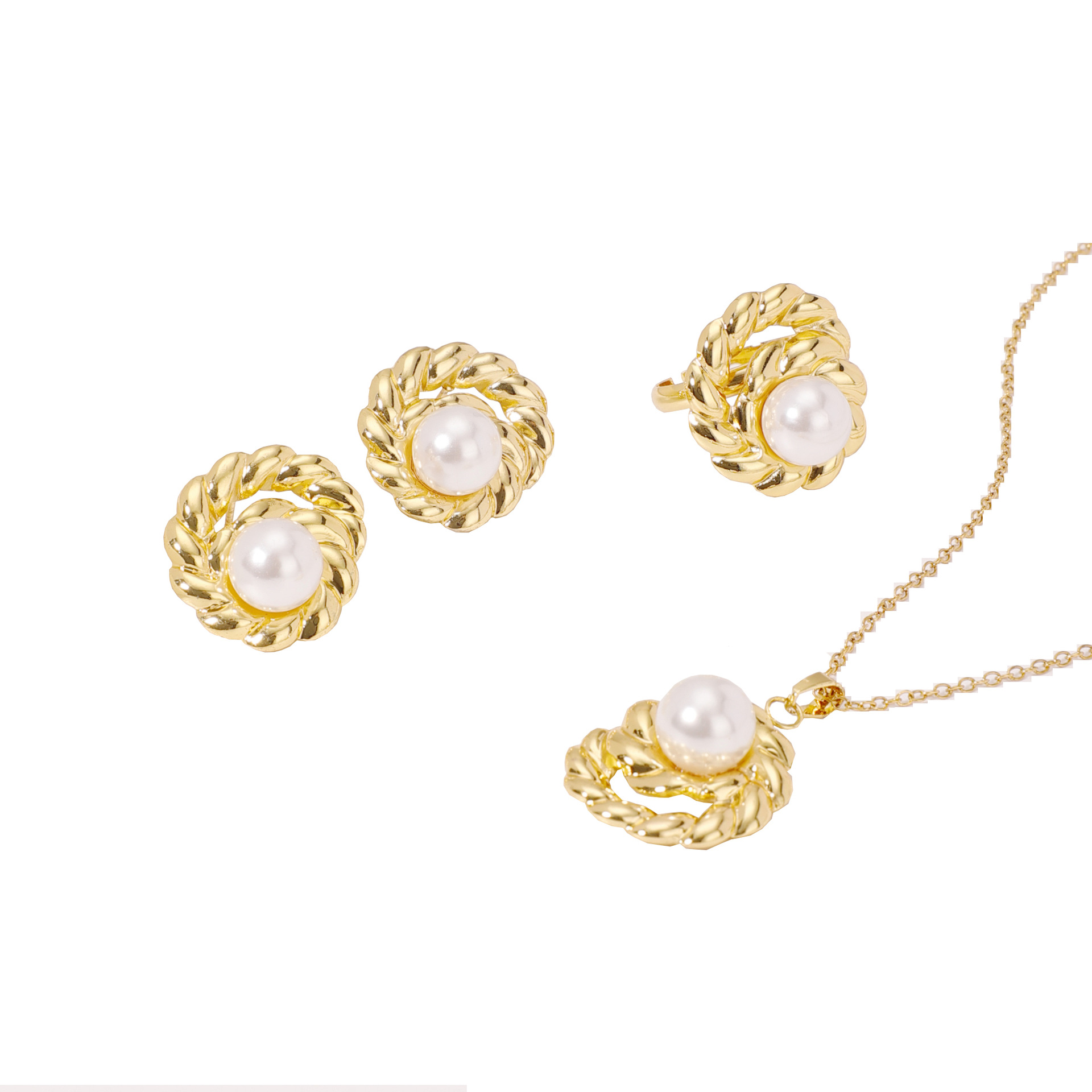 Edles Schmuckset Aus Edelstahl Mit Ohrringen Ring Und Kette_voghion.com