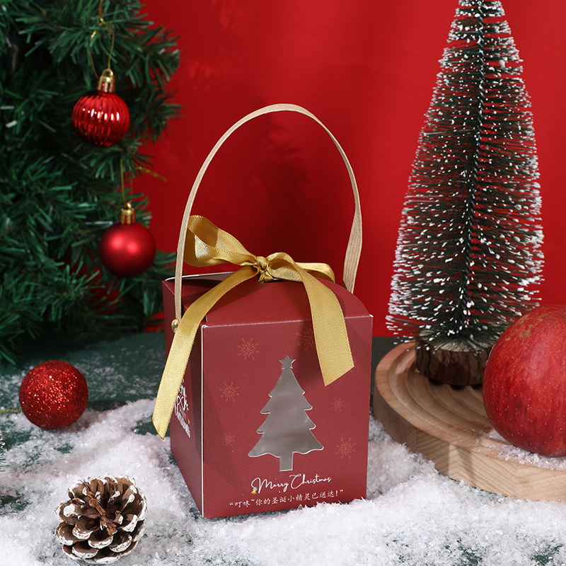 빨간색 열려있는 창 사과 상자 (리본 포함)