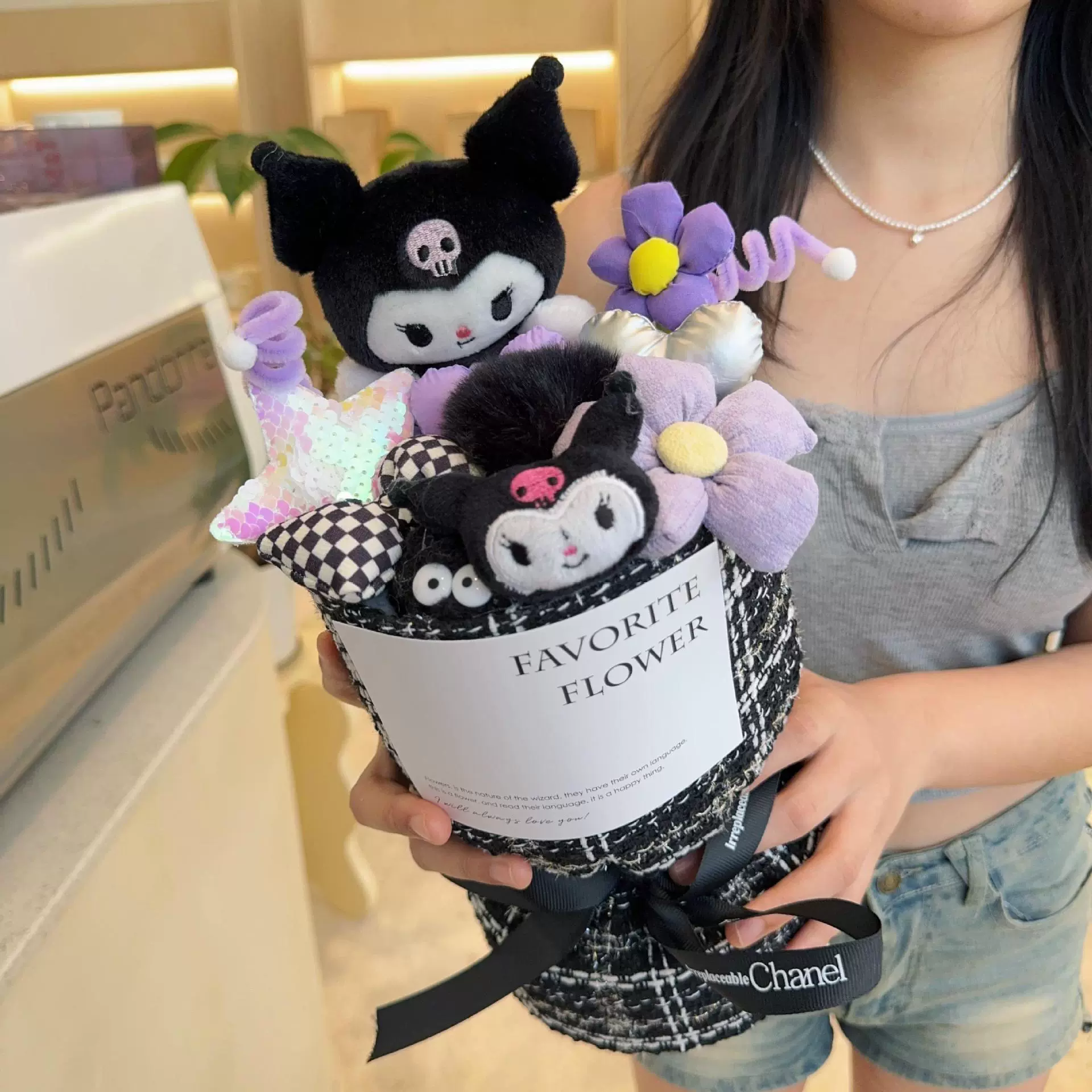 Плюшевый букет (Sanrio) assorted мультяшные куклы в льняном мешке с открыткой — подарок друзьям