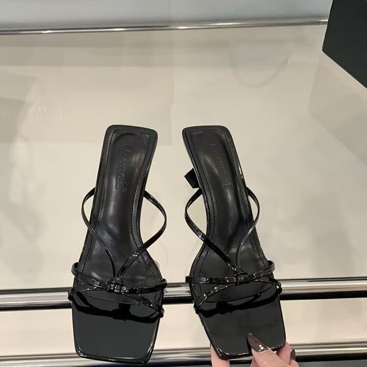 2026 Square-Toed High-Heeled Shoes for Outdoor Wear, New Summer Style, Chanel-Inspired Fairy Style, Cross-Strap Thin Heels, Elegant Sandals