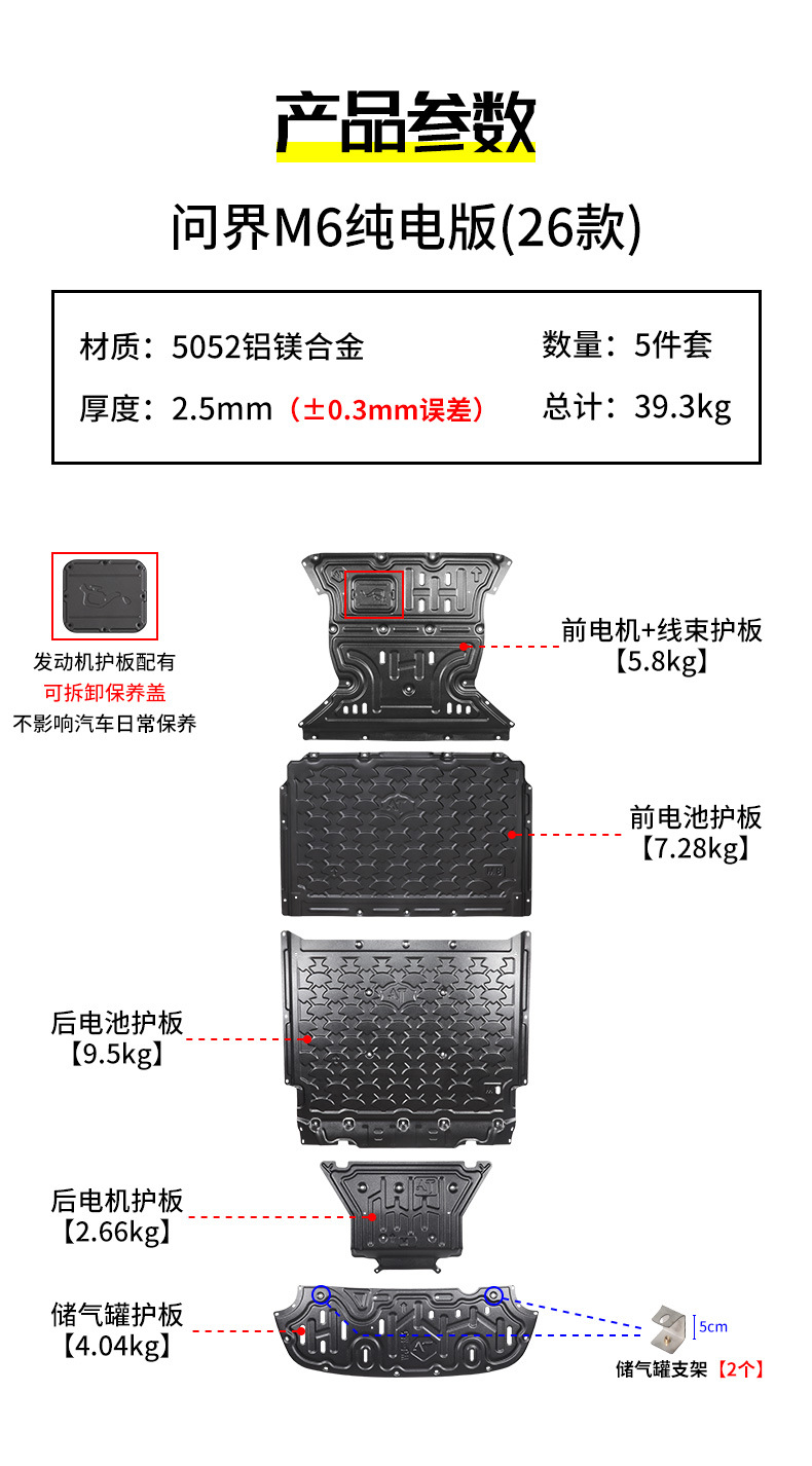 26 Models of Aito M6 Aluminum-Magnesium Alloy Chassis Protection Plates, Original Modified Fenders, Special Accessories, Underbody Protection Panels