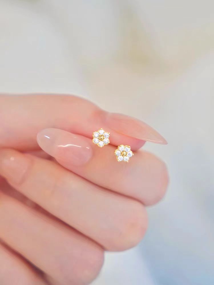 1g Weight 925 Sterling Silver Ear Needle Material Small Stud Earrings Classification 1 Pair 925 Sterling Silver 925 Sterling Silver Earrings Flower Small Stud Earrings