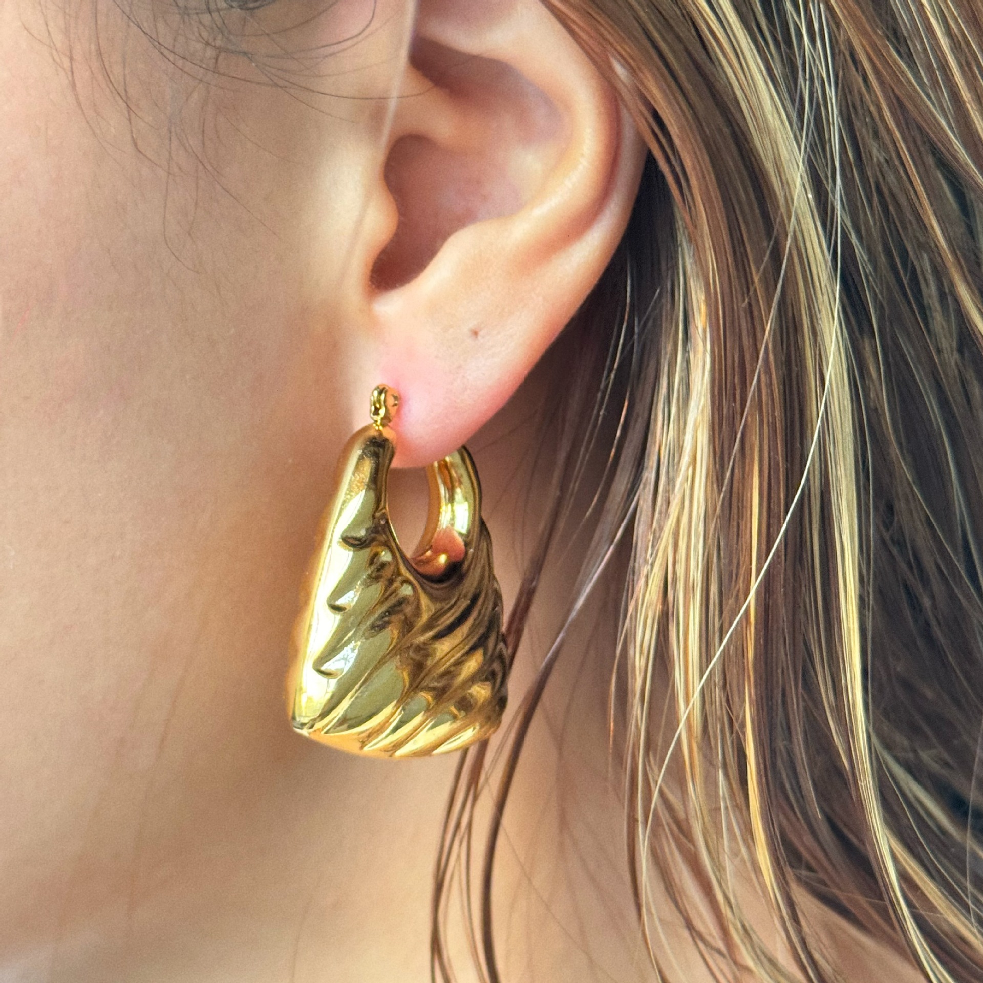 60g Weight 1 Pair IG Style Geometric Titanium Steel 18K Gold Plated Earrings