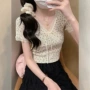 辣妹蕾丝碎花短袖t恤